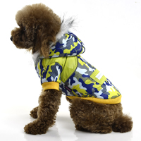 New Camo Winter Dog Clothes with Reflective tape zipper decorative - Blue