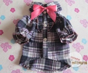 Pet clothing in summer - strawberry print denim dress bow