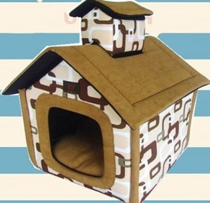 Brown velvet pet house