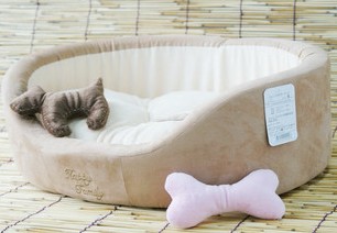 Pine wood dog bed cat bed pet bed small double-layer bones