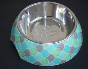 Stainless steel pet bowl dog bowl dog footprints painted matte texture of the yellow trumpet