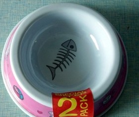 Stainless steel dog bowls in the number decals round bowl