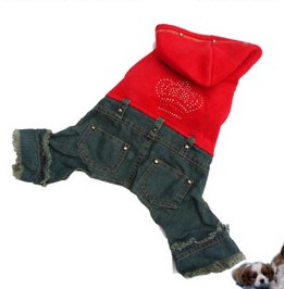 Super cute dog clothes, casual jeans monkey pattern