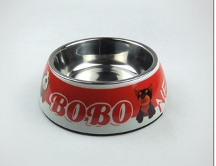 Pet bowl dog bowl double bowl double bowl round the table eating a bowl tableware