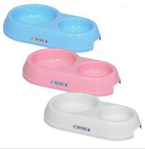 Double non-slip plastic pet bowl