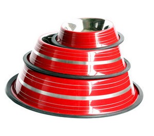 Round top skid pet bowls